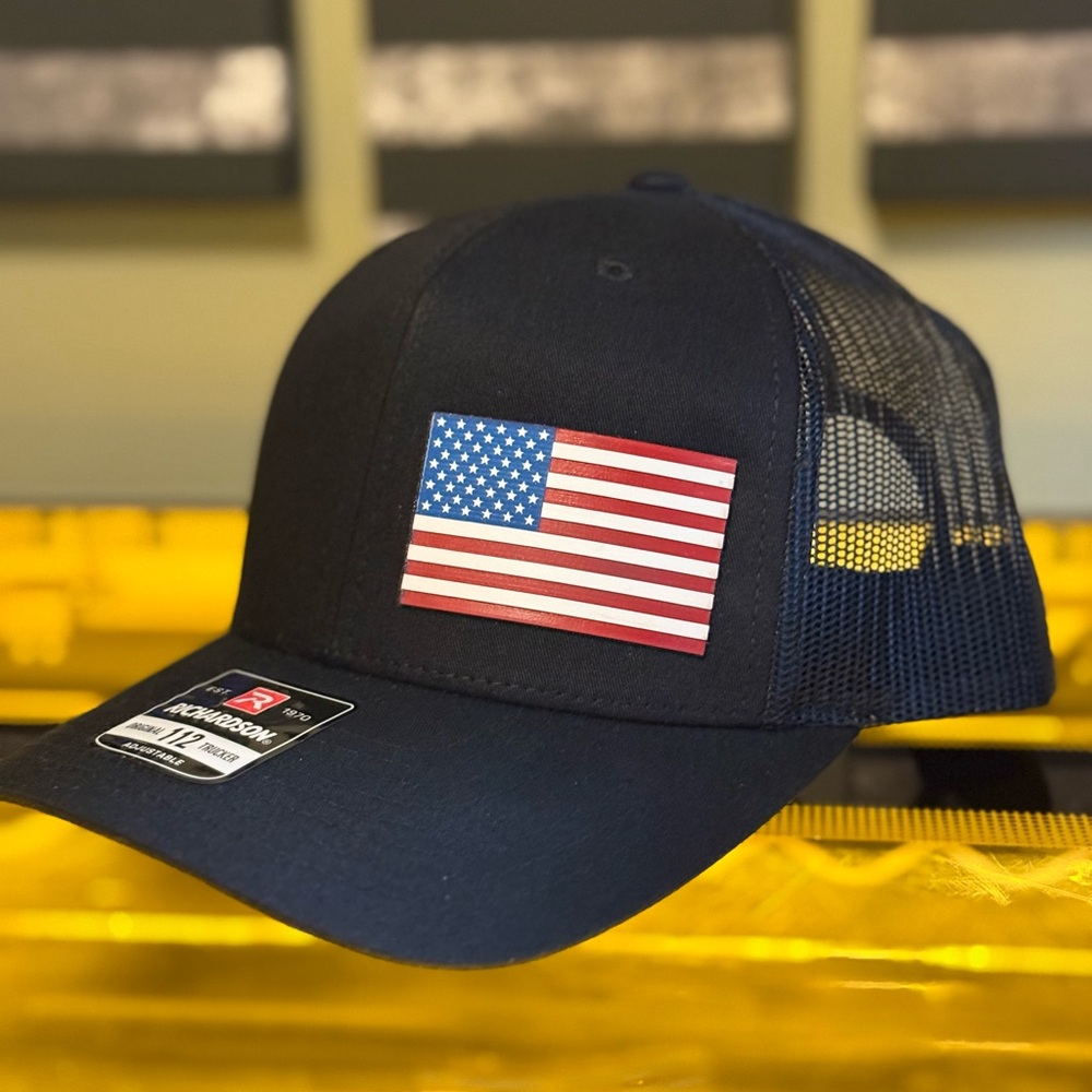 Black Cap with American Flag Patch